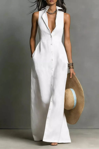 Sleeveless Button-Down Maxi Dress - alternate view 4
