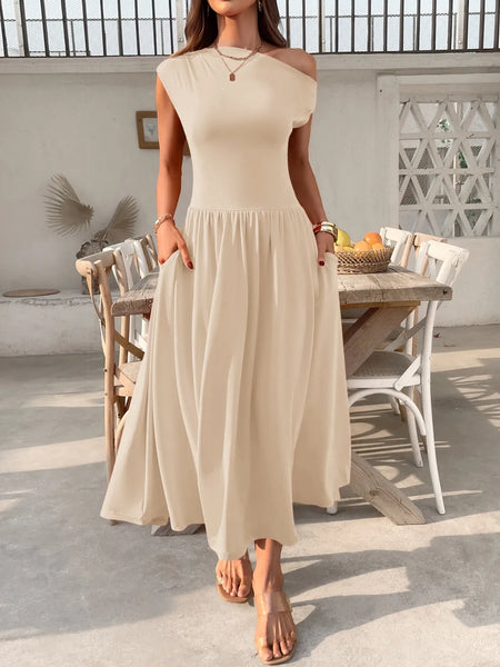Single Shoulder Dress with Pockets - alternate view 13