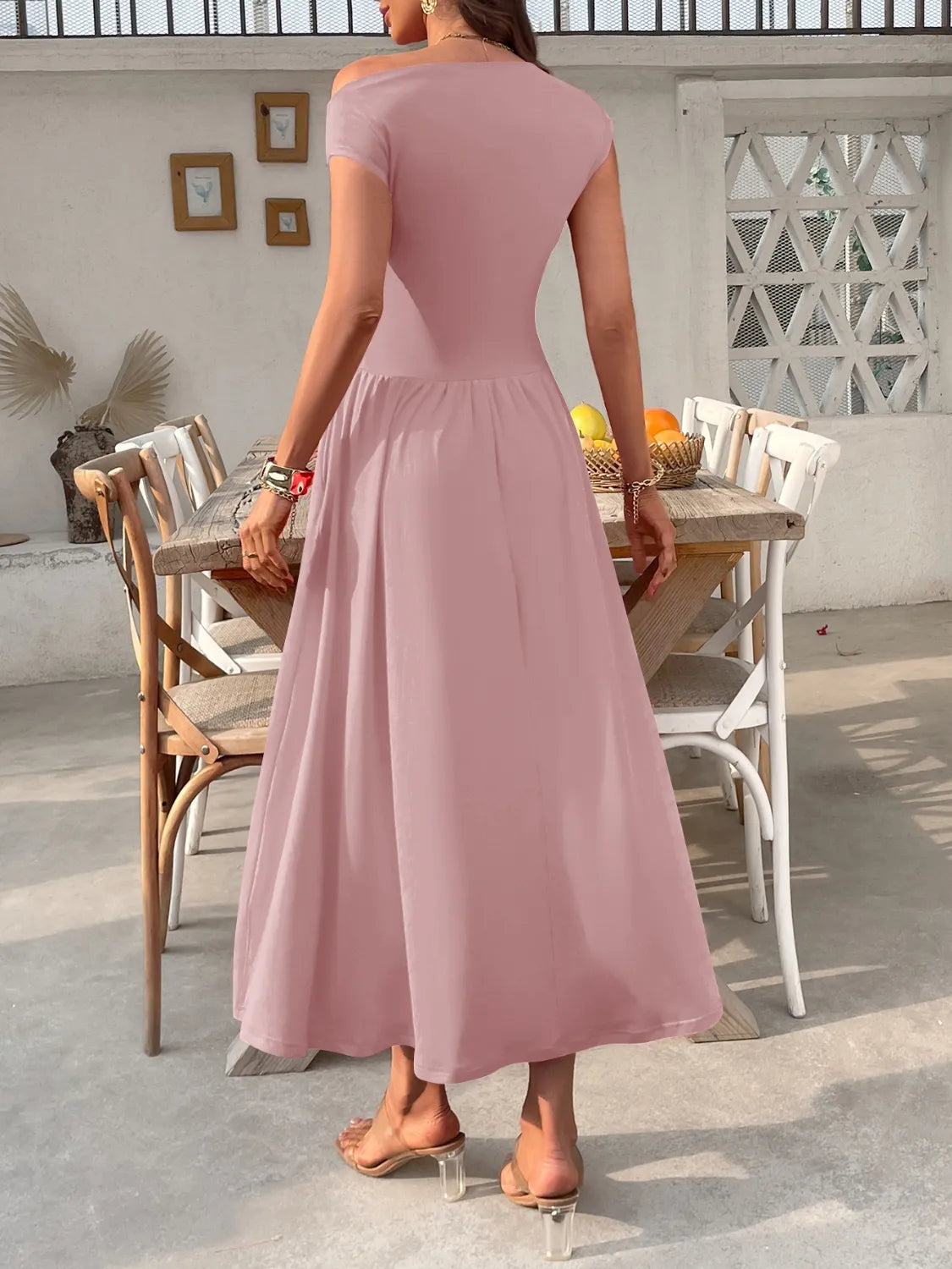 Single Shoulder Dress with Pockets - alternate view 9