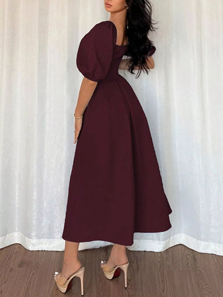 Square Neck Flutter Sleeve Midi Dress - alternate view 6
