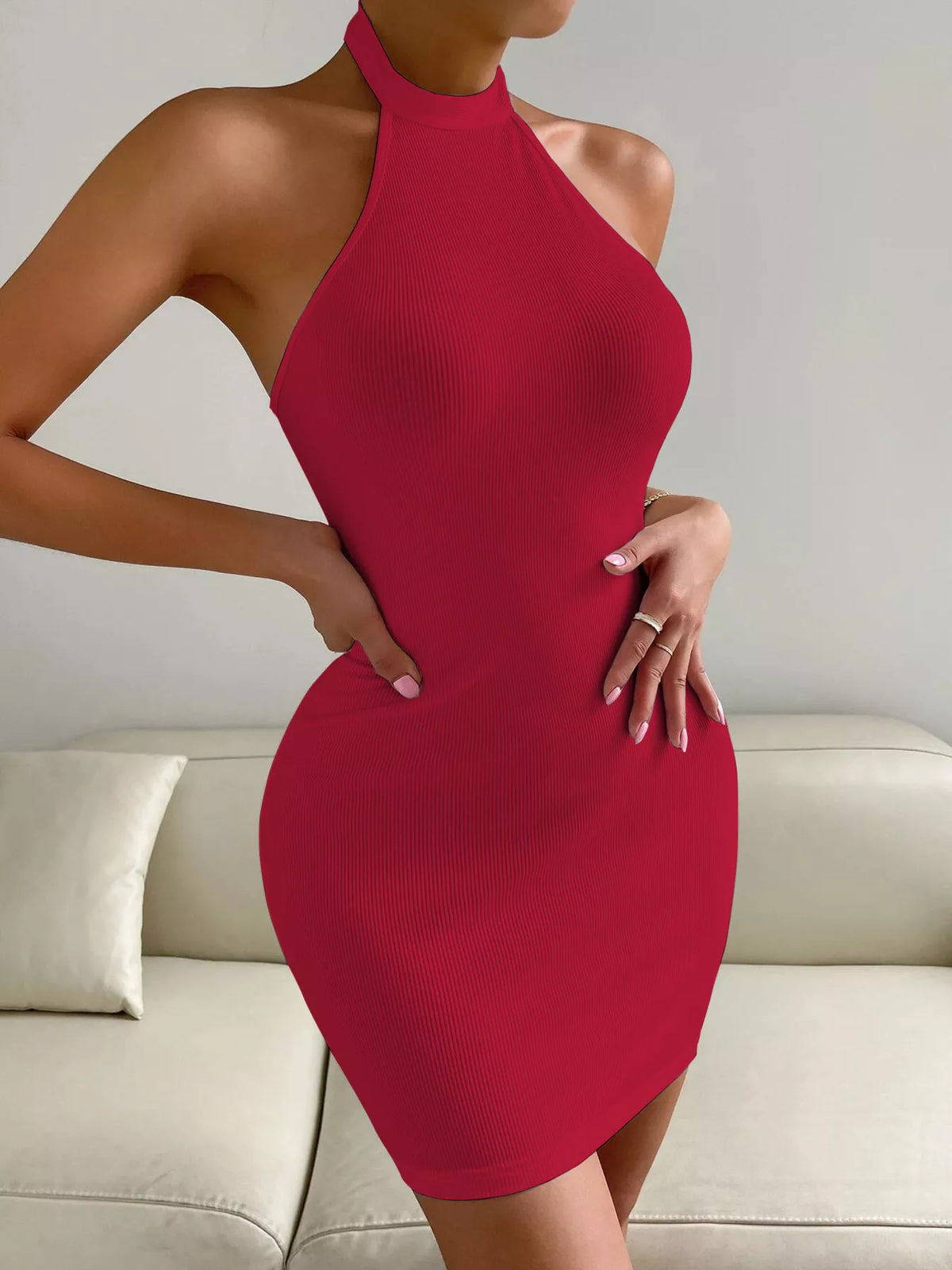 Halter Neck Bodycon Mini Dress - alternate view 8