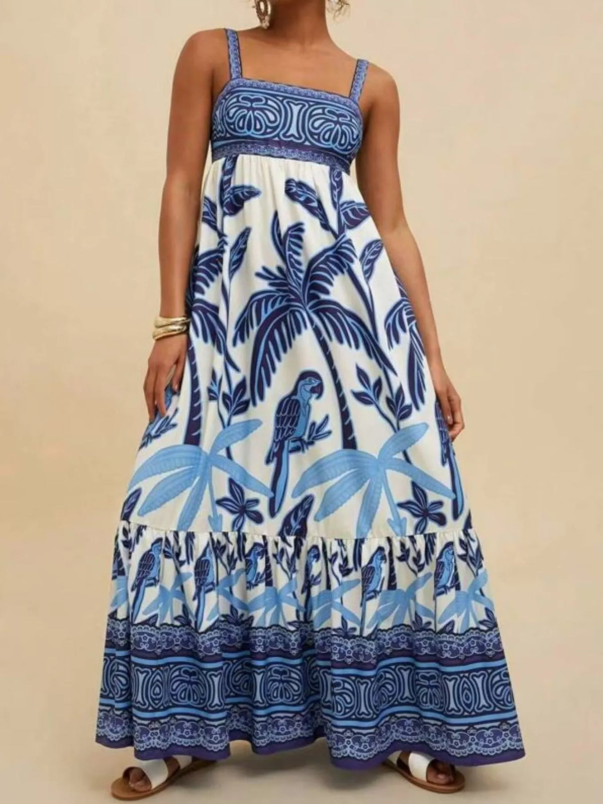 Printed Square Neck Maxi Dress - alternate view 5