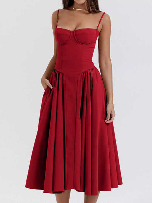 Sweetheart Neck Spaghetti Strap Midi Dress - alternate view 8