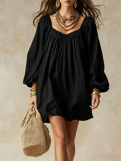 Flowy Balloon Sleeve Mini Dress - alternate view 11