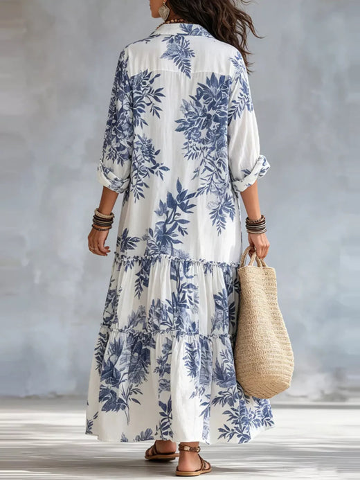 Printed Button Front Maxi Dress - alternate view 3