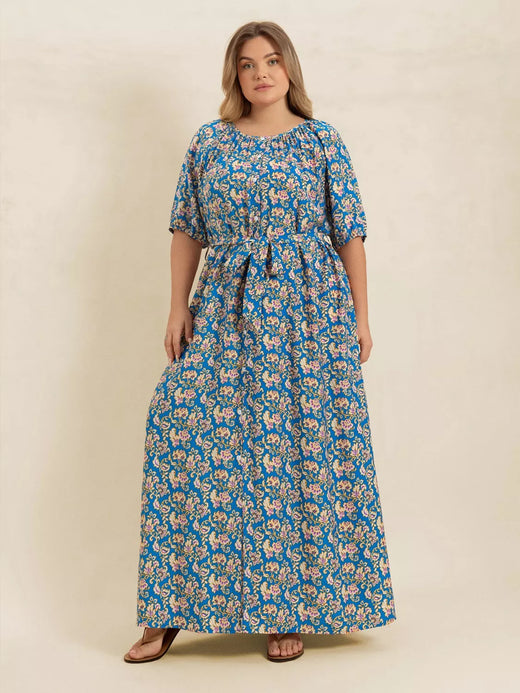 Floral Print Maxi Dress with Side Slit - alternate view 6