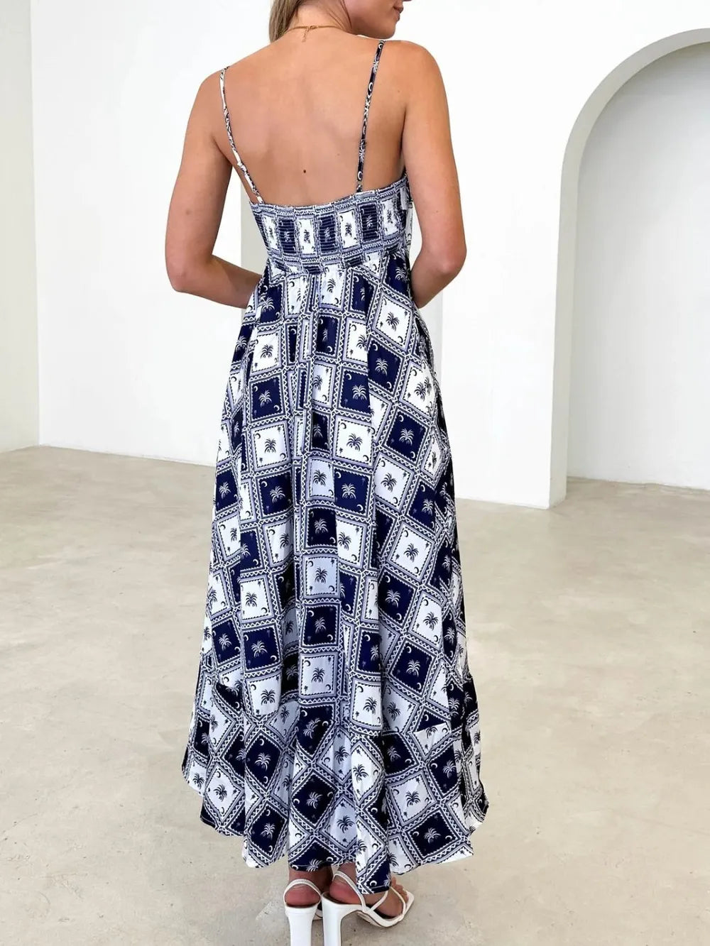 Printed Square Neck Sleeveless Midi Cami Dress - alternate view 4