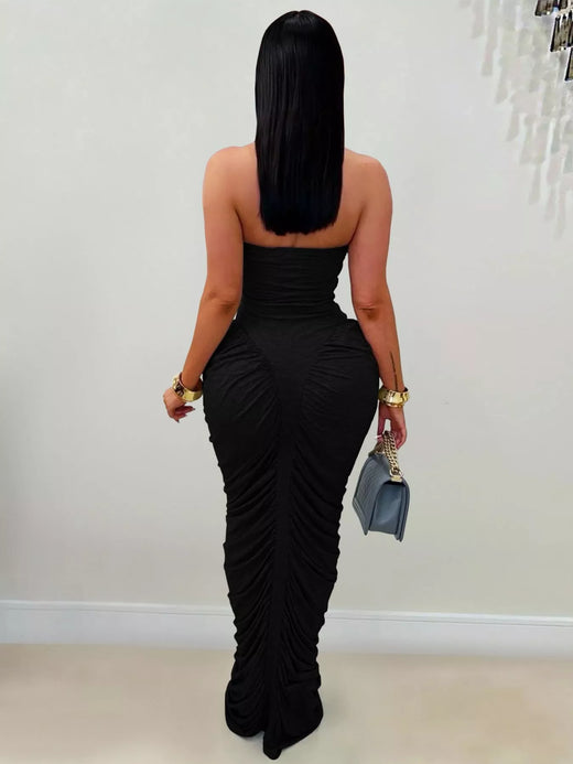Strapless Ruched Bodycon Maxi Dress - alternate view 1