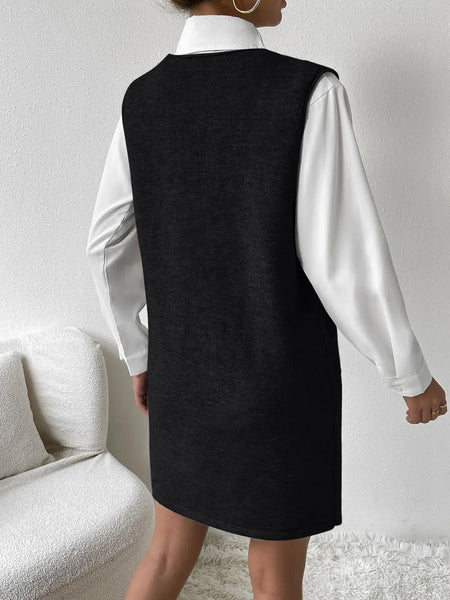V-Neck Sleeveless Sweater Dress with Pockets - alternate view 14