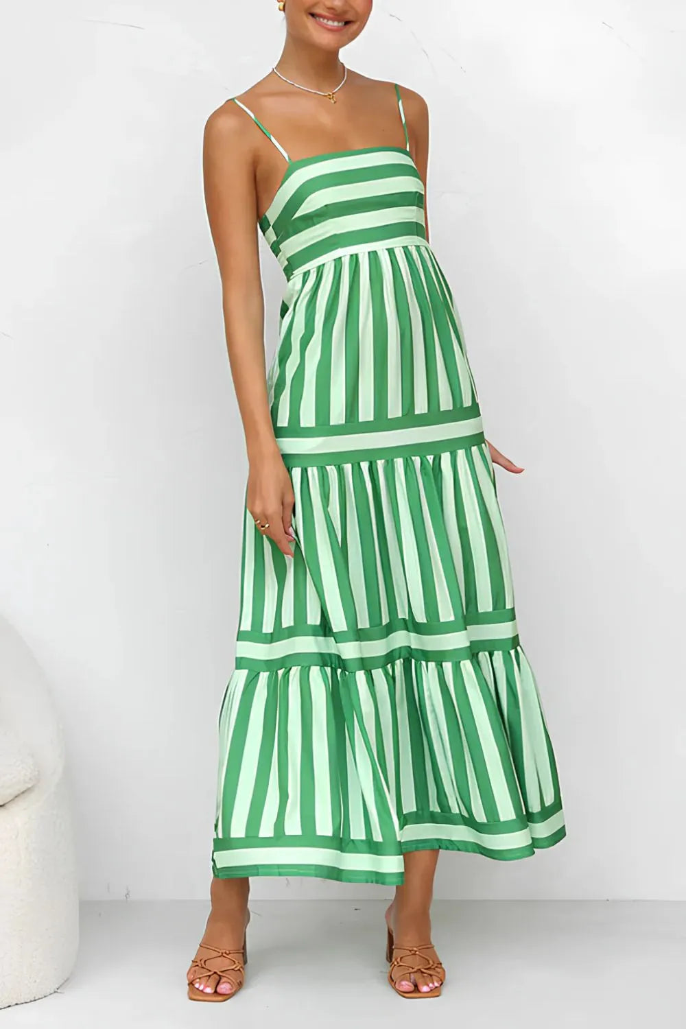 Striped Tiered Maxi Cami Dress - alternate view 2
