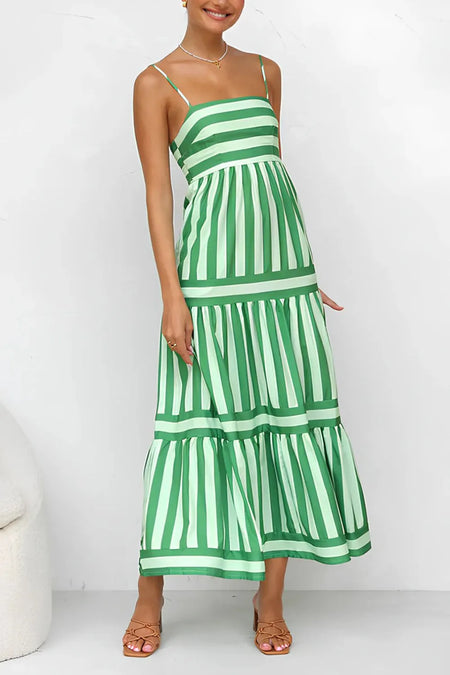Striped Tiered Maxi Cami Dress - alternate view 2