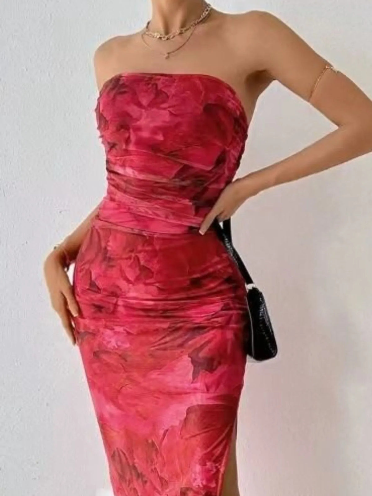 Printed Side Slit Tube Dress - alternate view 23