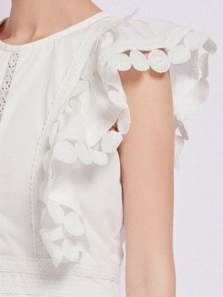 Sleeveless Ruffled Tiered Dress with Embroidered Trim - alternate view 9
