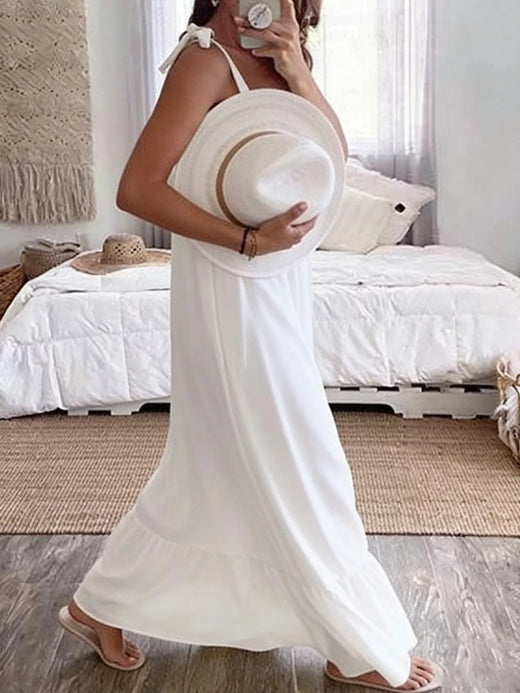 Sleeveless Tie Strap Flowy Maxi Dress - alternate view 4
