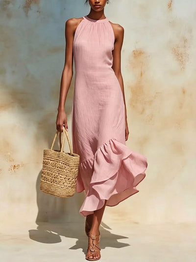 Ruffle Hem Sleeveless Midi Dress - alternate view 6