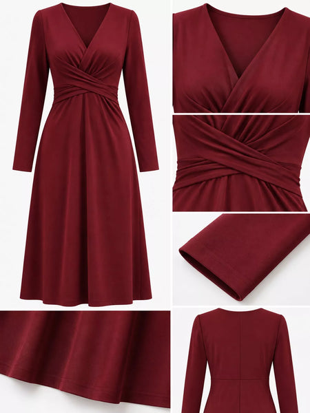 Full Size Ruched Front Midi Dress Plus Size - alternate view 23