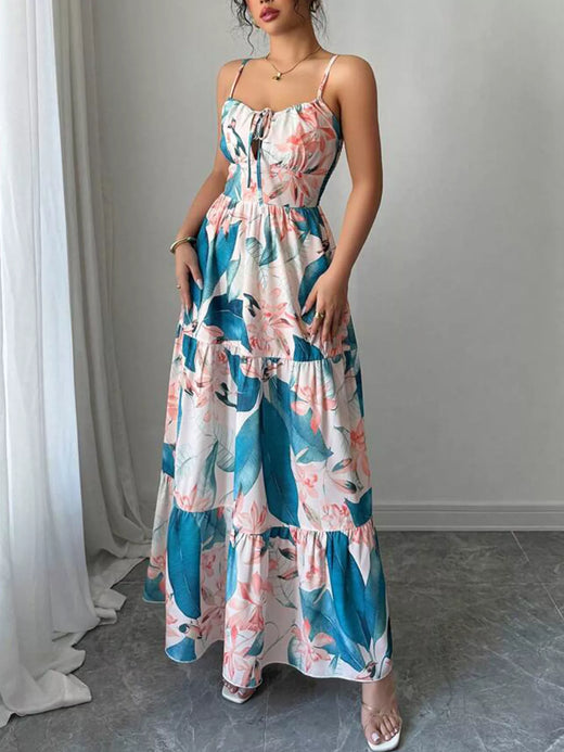 Floral Print Tiered Maxi Cami Dress - alternate view 4