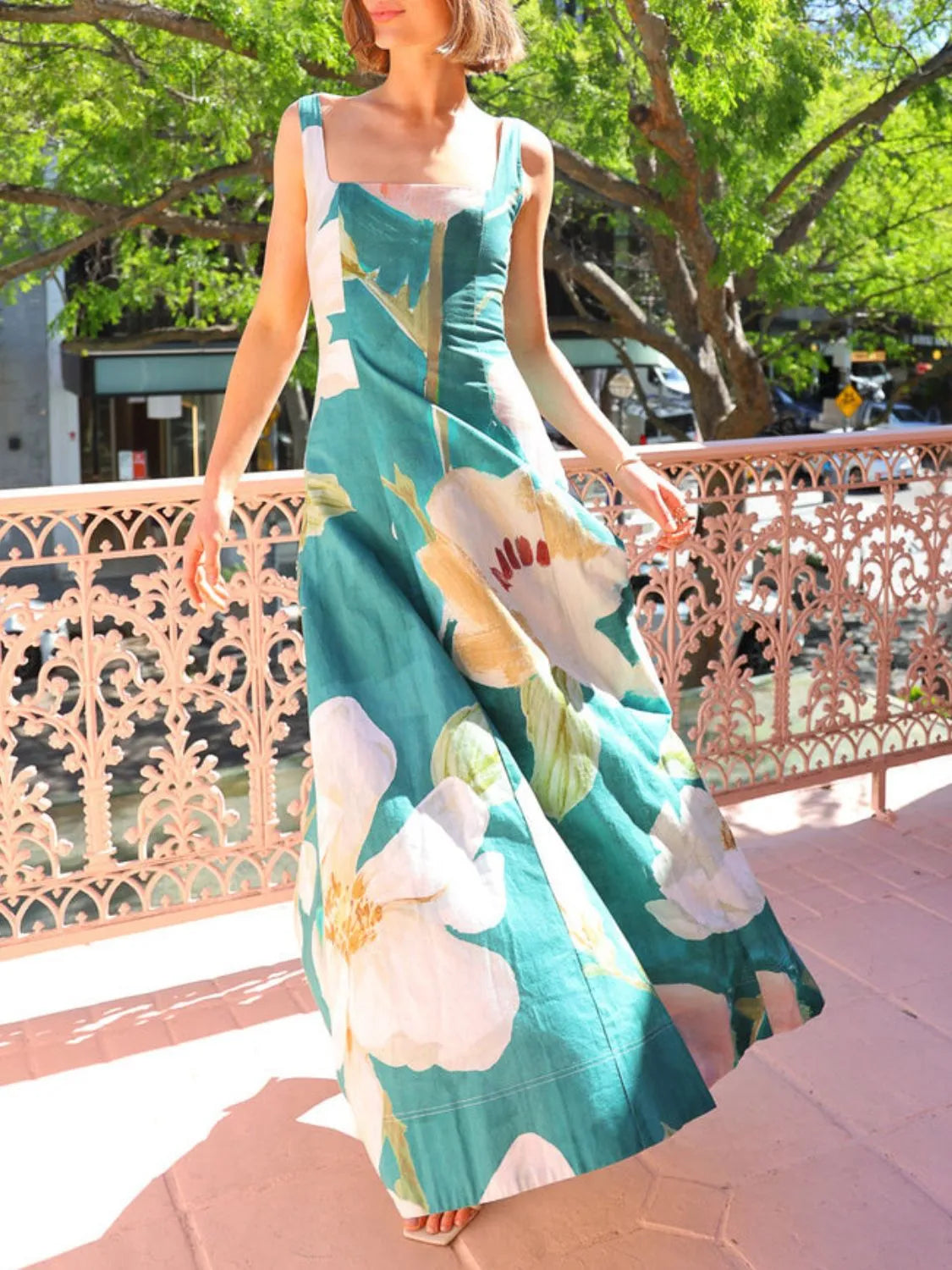 Printed Square Neck Maxi Dress - alternate view 11