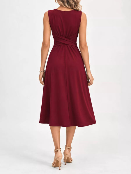 Full Size Ruched Front Midi Dress Plus Size - alternate view 49
