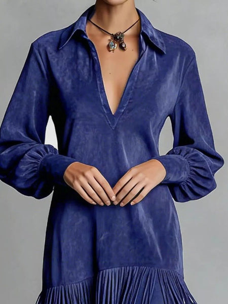 Fringed Lantern Sleeve Dress - alternate view 9