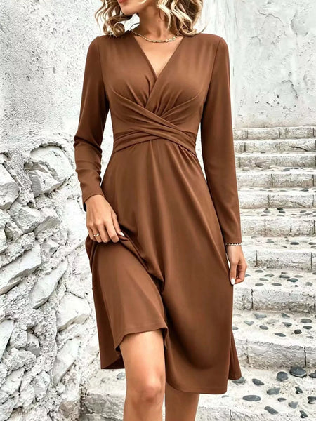 Full Size Ruched Front Midi Dress Plus Size - alternate view 30