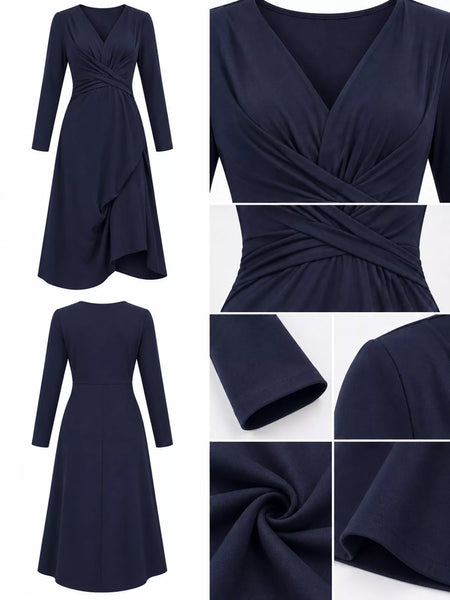 Full Size Ruched Front Midi Dress Plus Size - alternate view 15