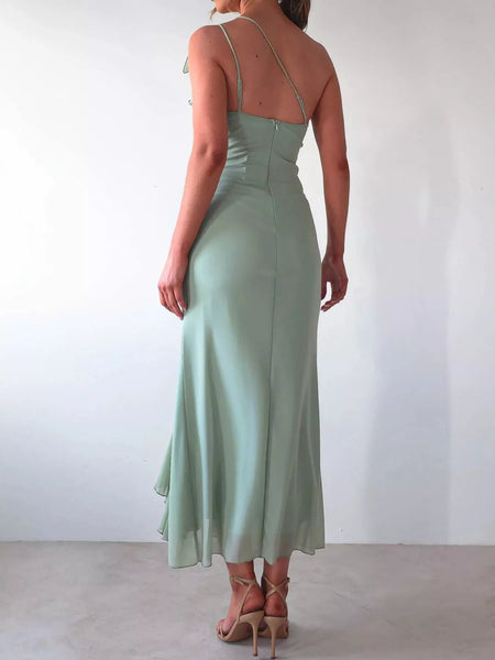One-Shoulder Ruffle Slit Dress - alternate view 5