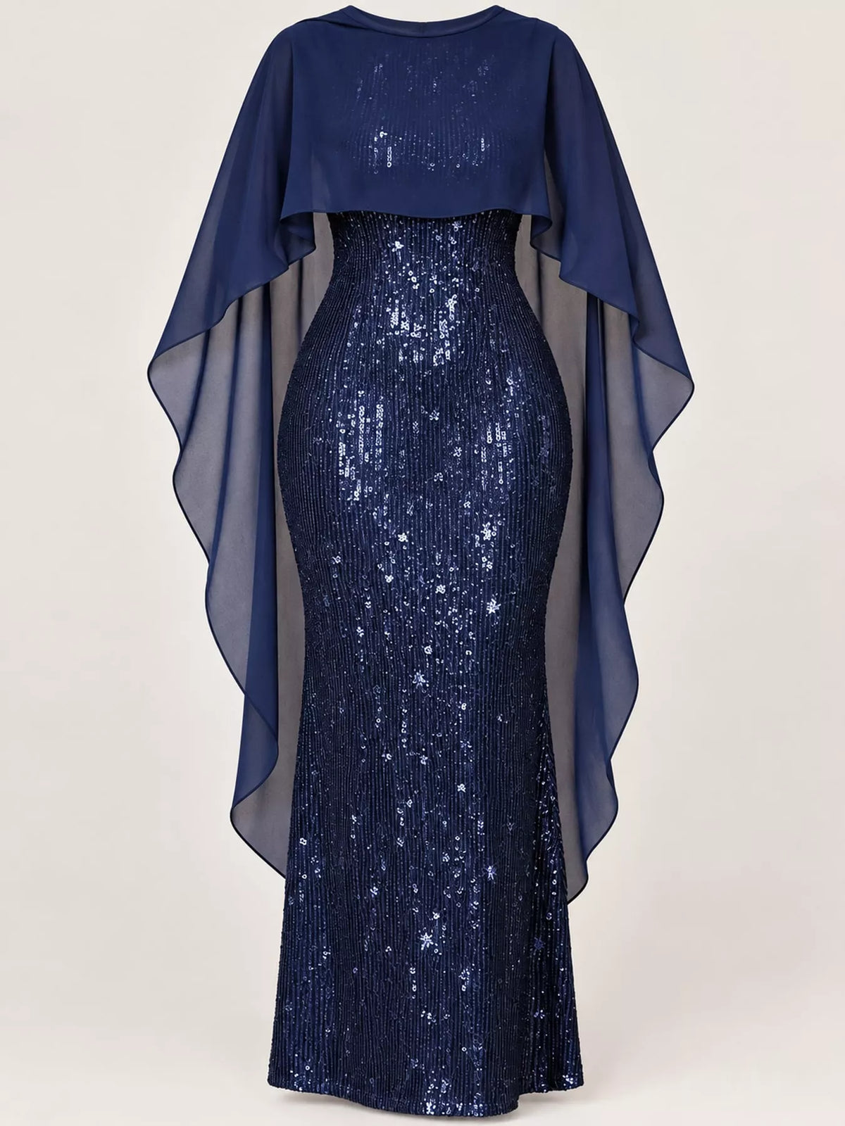 Sequin Cape Overlay Evening Dress - alternate view 18