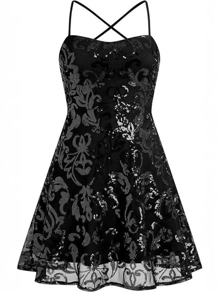 Sequin Square Neck Mini Dress - alternate view 9