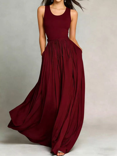 Sleeveless Solid Color Maxi Dress - alternate view 5
