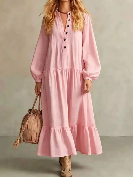 Button Front Tiered Maxi Dress - alternate view 5