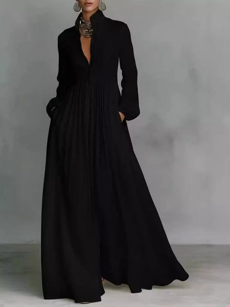 Full Size Long-Sleeve Button Front Maxi Dress Plus Size - alternate view 7