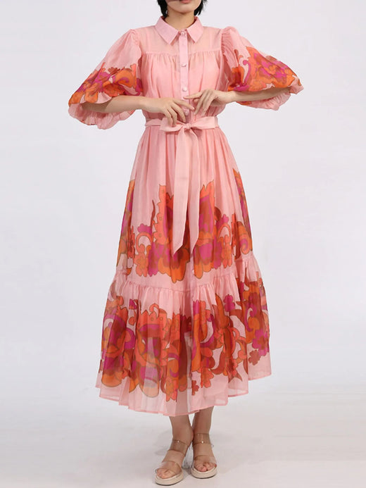 Button Front Puff Sleeve Dress - alternate view 5