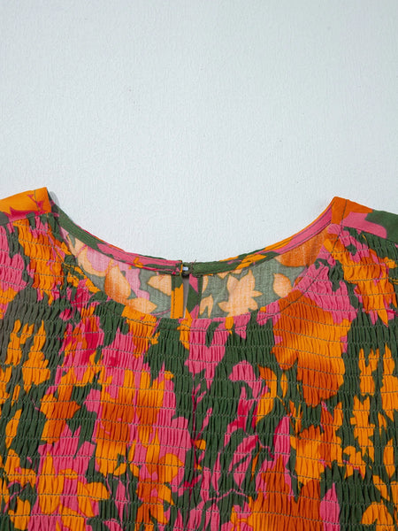 Smocked Floral Print Long Sleeve Maxi Dress - alternate view 7