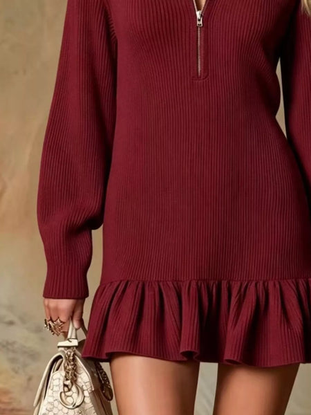 Ruffle Hem Half Zip Dress - alternate view 12