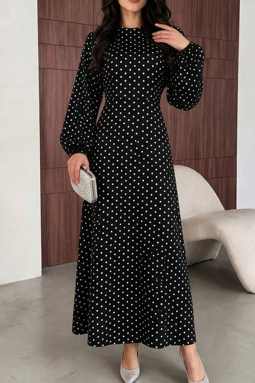 Polka Dot Long Sleeve Maxi Dress - alternate view 6