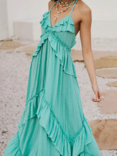 Ruffled Halter Neck Maxi Dress - alternate view 29