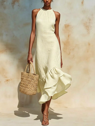 Ruffle Hem Sleeveless Midi Dress