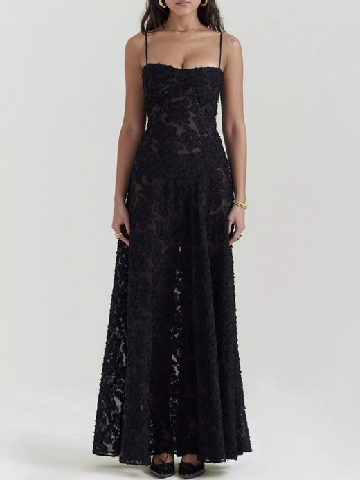 Lace Spaghetti Strap Maxi Dress - alternate view 4