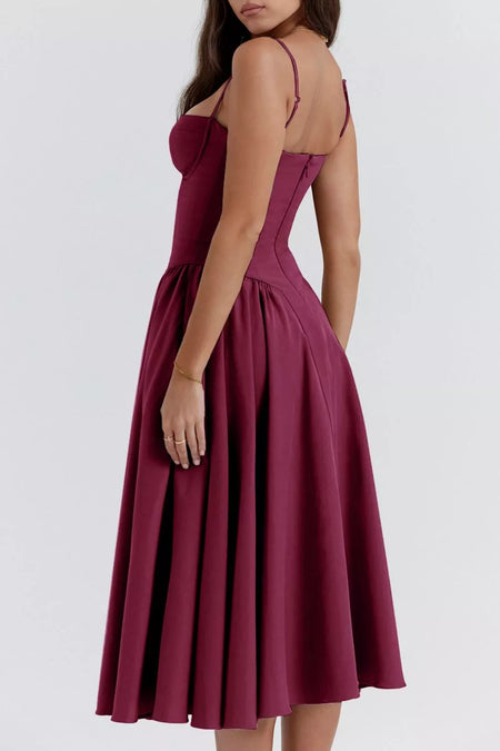 Sweetheart Neck Ruched Midi Dress - alternate view 13