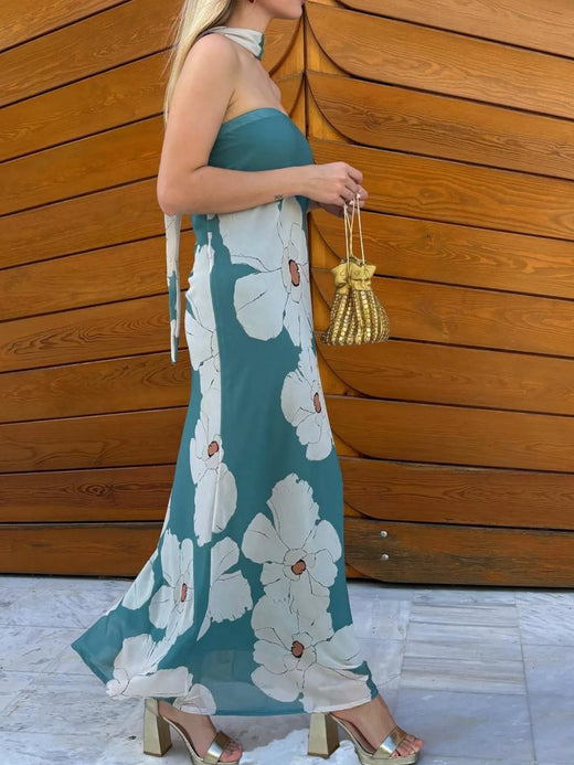 Printed Tube Maxi Dress - alternate view 4
