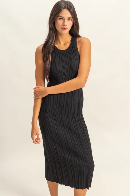 HYFVE Round Neck Bodycon Ribbed Knit Dress - alternate view 2