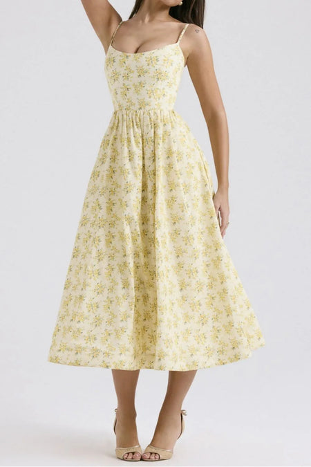 Floral Print Spaghetti Strap Midi Dress - alternate view 9