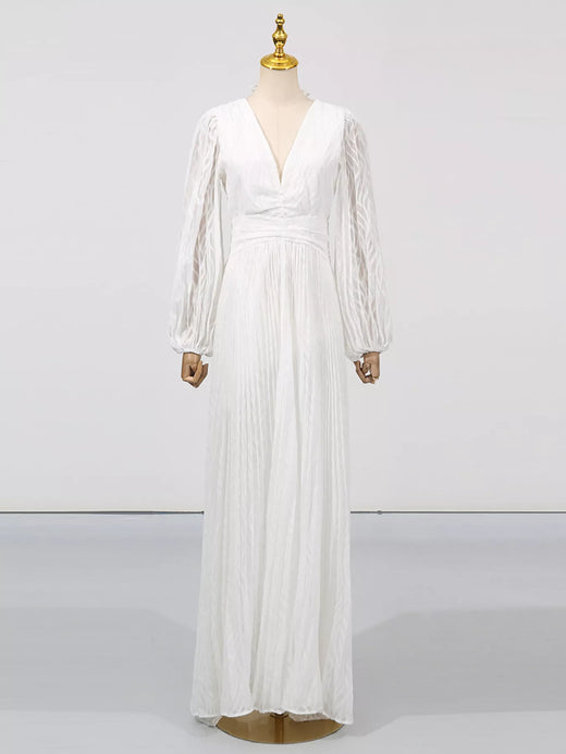 V-Neck Long Sleeve Maxi Dress - alternate view 4