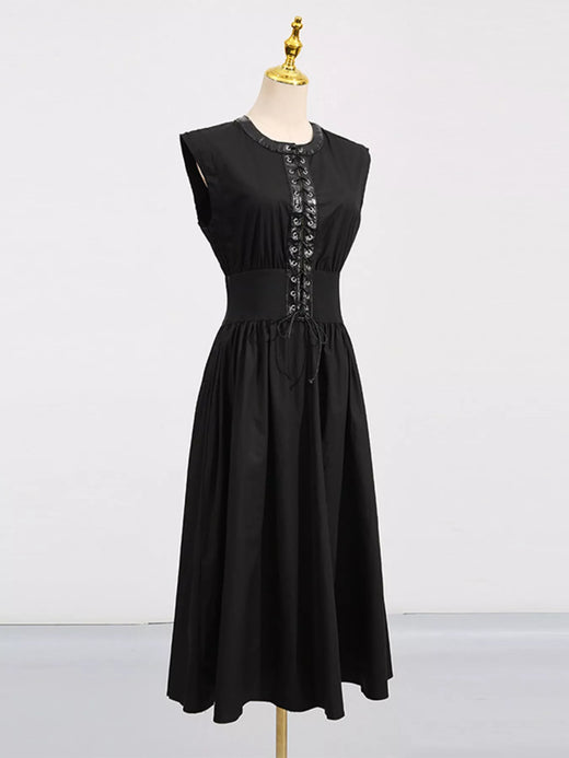 Lace-Up Corset Sleeveless Midi Dress - alternate view 3