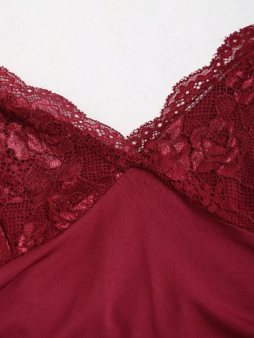 Lace Trim Ruched Mermaid Dress - alternate view 3