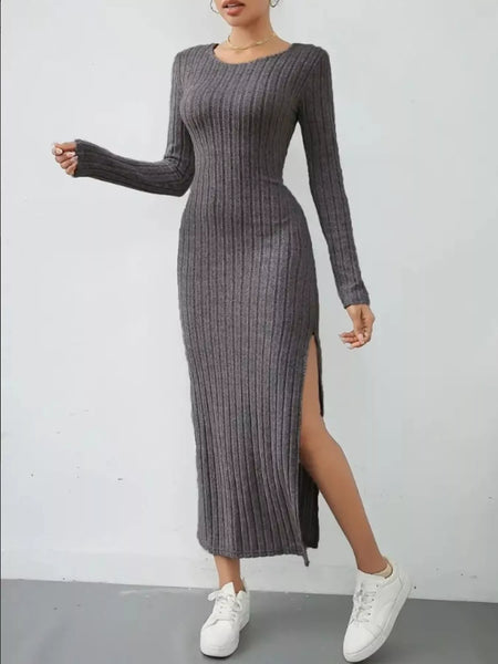 Side Slit Ribbed Knit Dress - alternate view 12
