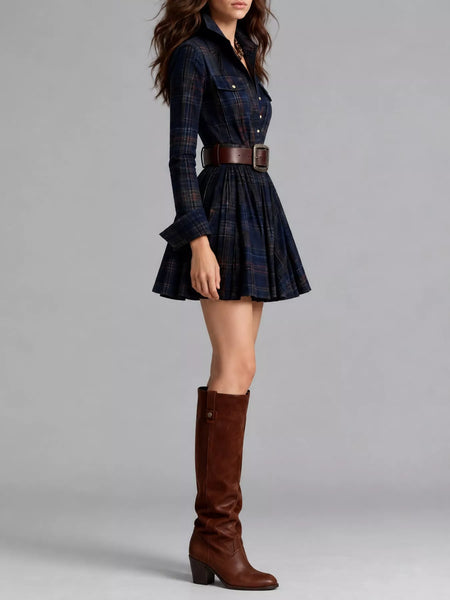 Plaid Long-Sleeve Shirt Dress - alternate view 7