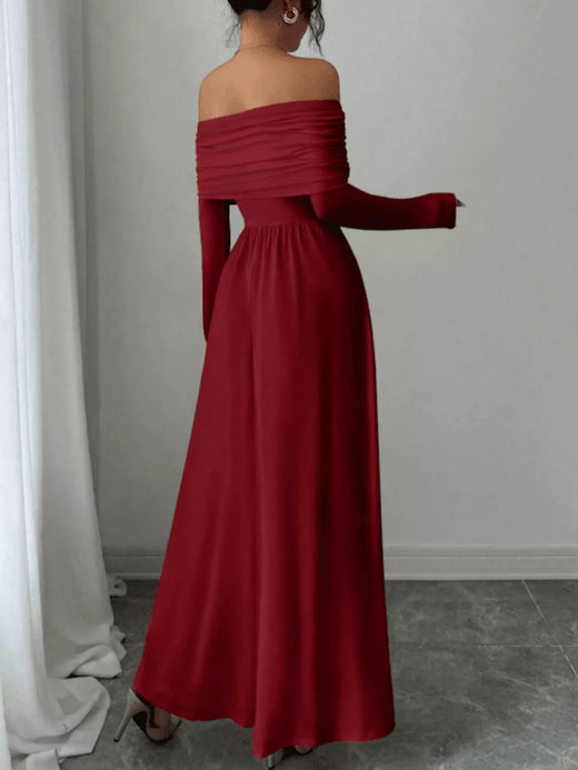 Off-Shoulder Long Sleeve Maxi Dress - alternate view 4