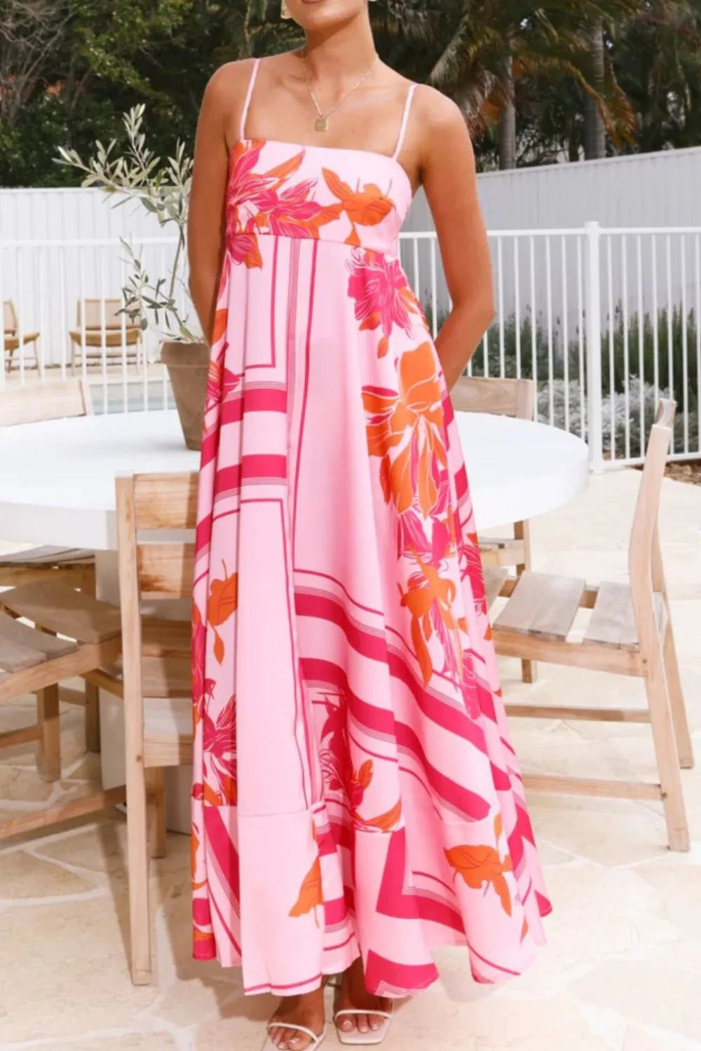 Printed Square Neck Cami Maxi Dress - alternate view 21